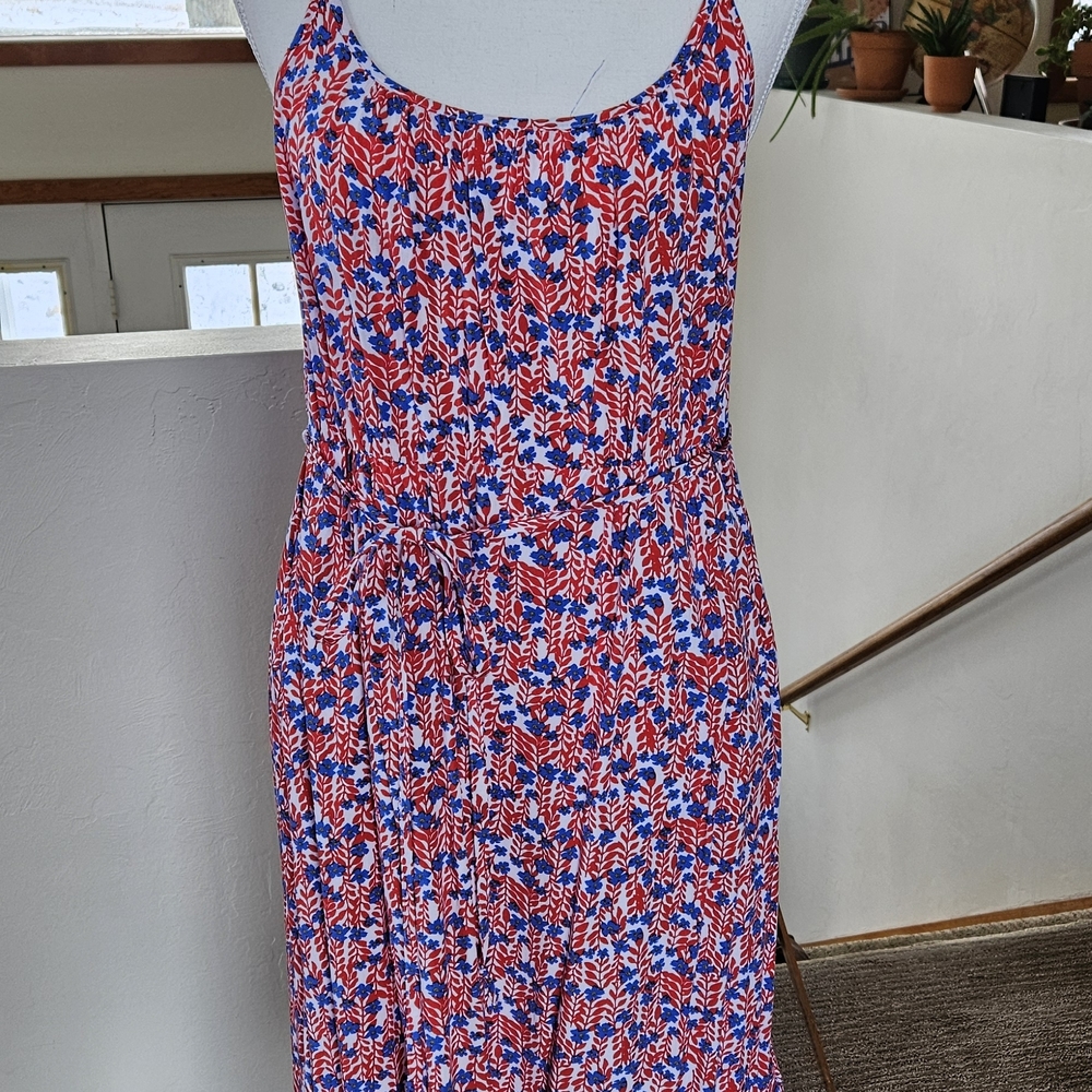 Women's Floral Dress- Red and Blue